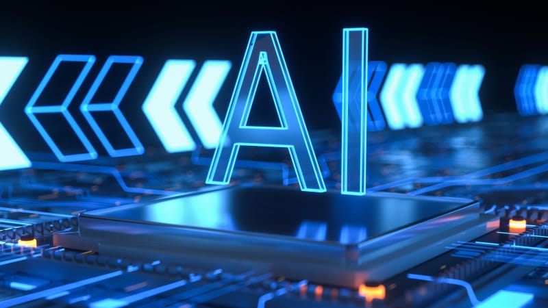 Glowing AI hologram over a processor — the Broadcom - MetalSoft partnership enabling VCF AI Factory